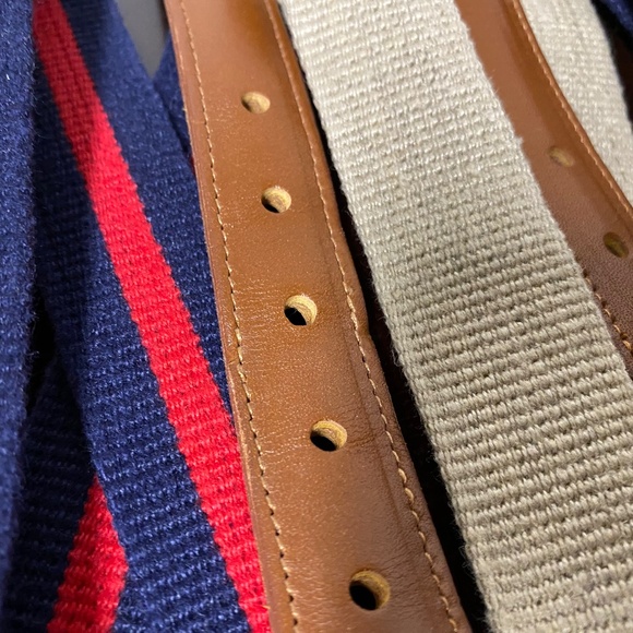 3 Vintage Coach Belt Mens 36 Navy • Tan • Natural Linen  display picture 3